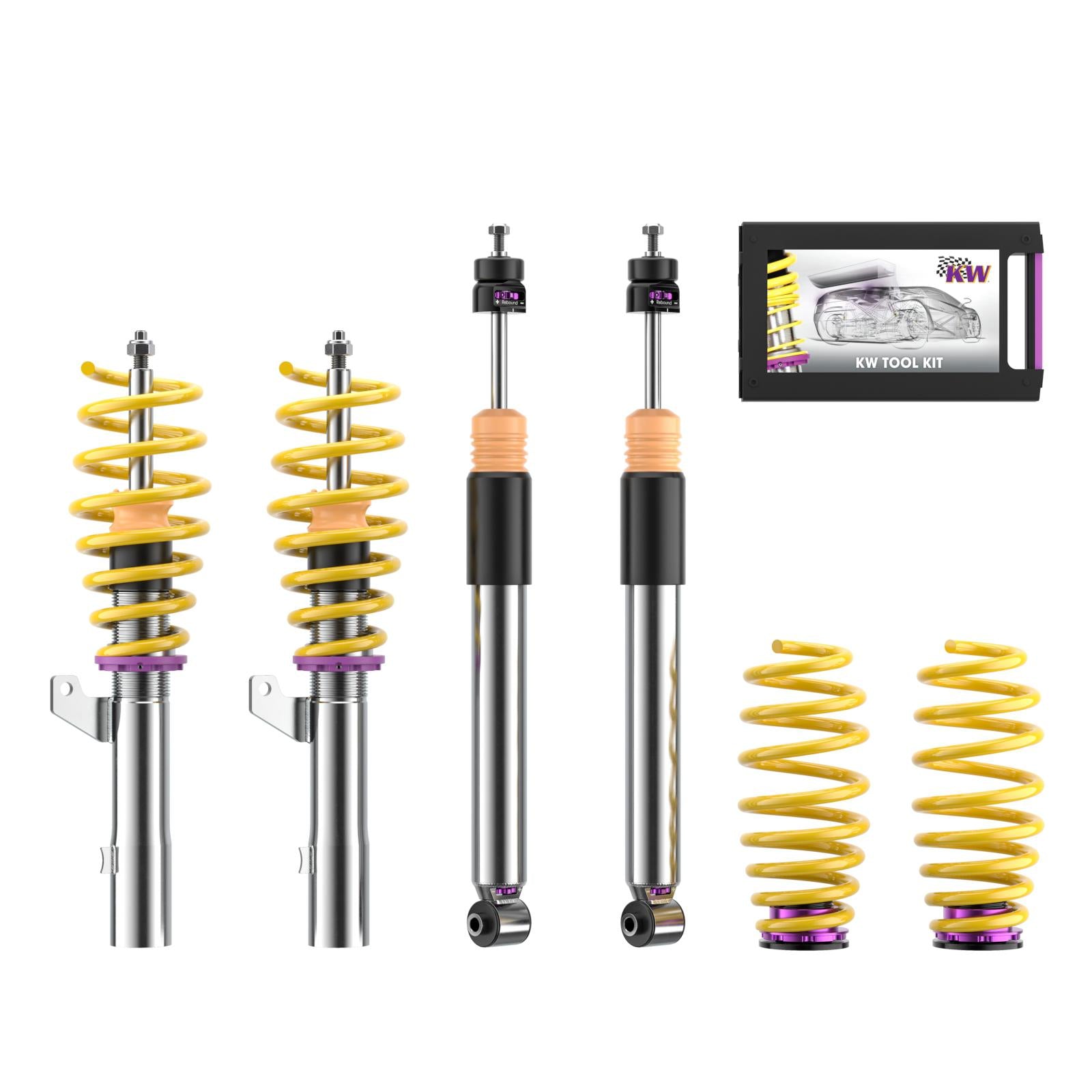 KW Gewindefahrwerk V3 inox (inkl. Stilllegung f. elektr. Dämpfer) für CUPRA Leon, Audi A3, VW